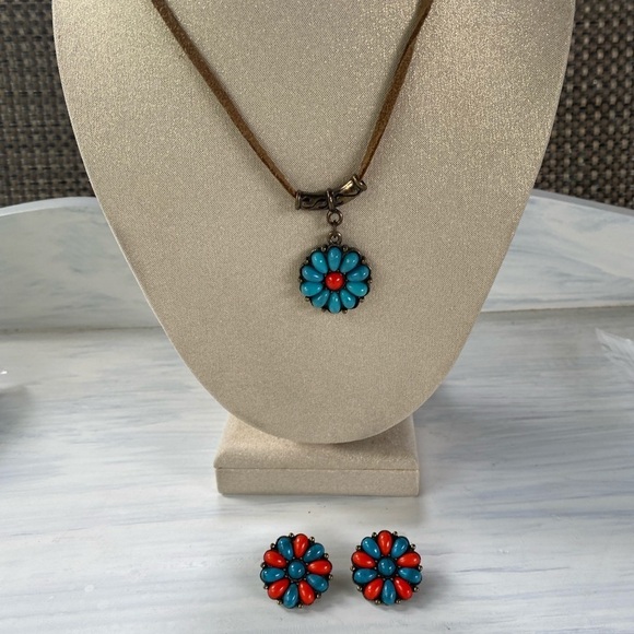 Southwest style bohemian necklace and earrings set - Picture 1 of 8